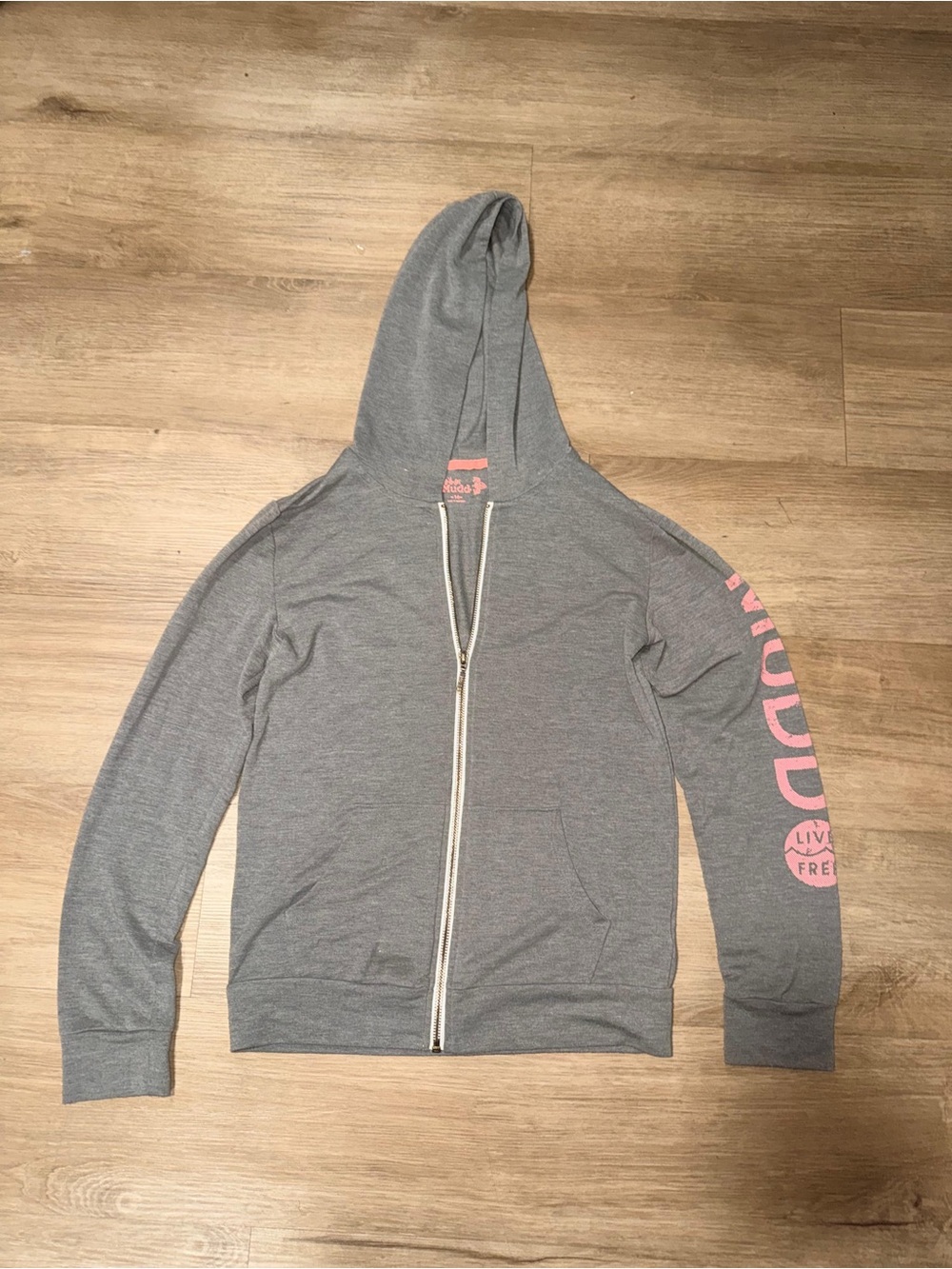 Mudd Gray Hoodie with Pink Logo
